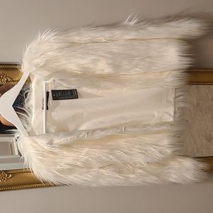 White faux fur jacket